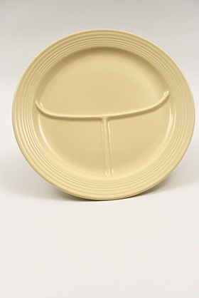 Vintage Fiesta Twelve Inch Divided Plate in Original Ivory Glaze Early Ringware Pottery Vintage Fiesta Twelve Inch Divided Plate in Original Ivory Glaze Early Ringware Pottery