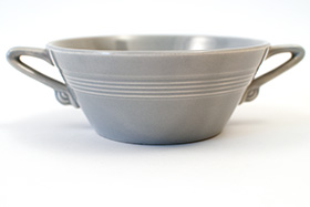 Vintage Harlequin Pottery Cream Soup Bowl in Original Red Glaze 40s Art Deco Dinnerware