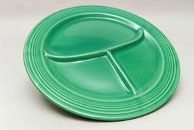  Vintage Fiesta Ten Inch Divided Plate in Original Green: Genuine, Old, Antique, For Sale, Gift
      