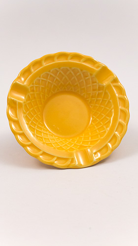 Harlequin Pottery Basketweave Ashtray in Original Yellow Glaze Harlequin Pottery Basketweave Ashtray in Original Yellow Glaze