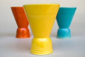 Vintage Harlequin Double Egg Cup in Yellow: Harlequin Dinnerware 30s 40s American Solid Color Dinnerware For Sale
Vintage Harlequin Double Egg Cup in Yellow: Harlequin Dinnerware 30s 40s American Solid Color Dinnerware For Sale