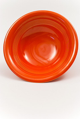 Harlequin Pottery Oatmeal Bowl in Original Radioactive Red Glaze