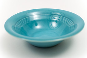 Harlequin Pottery Oatmeal Bowl in Original Turquoise Glaze