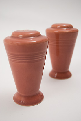 Vintage Harlequin Pottery Salt and Pepper Shakers in Original 40s Rose Glaze
