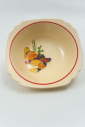 Mexicana Decal Ware Homer Laughlin Red Stripe Round Nappy Bowl