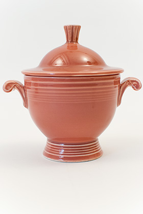 Vintage Fiesta Sugar Bowl in Original 50s Rose Glaze Vintage Fiesta Sugar Bowl in Original 50s Rose Glaze