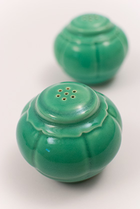 Riviera Homer Laughlin Pottery Green Salt and Pepper Shakers