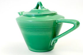 Original Green Harlequin Teapot 30s 40s Homer Laughlin Vintage Dinnerware Woolworths Americana