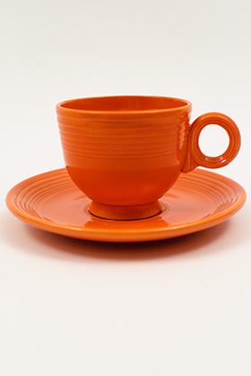 Radioactive Red Vintage Fiesta Teacup and Saucer Fiestaware Homer Laughlin Pottery