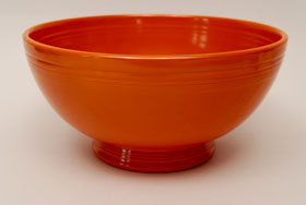 Red Vintage Fiestaware Large Footed Salad Bowl For Sale Red Vintage Fiestaware Large Footed Salad Bowl For Sale