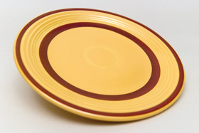 Yellow with Red Striped Fiesta 7 inch Plate Fiestaware Pottery For Sale Yellow with Red Striped Fiesta 7 inch Plate Fiestaware Pottery For Sale