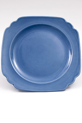 Vintage Riviera Pottery Ten Inch Dinner Plate in Original Mauve Blue Glaze