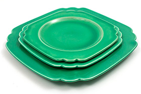 Vintage Riviera Pottery Original Green Bread Plate