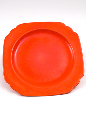 Vintage Riviera Pottery Ten Inch Dinner Plate in Original Radioactive Red Glaze