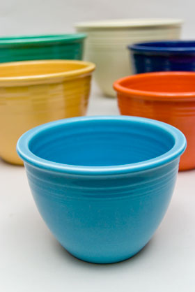 Red Vintage Fiesta Nesting Bowl Number One in Turquoise For Sale Red Vintage Fiesta Nesting Bowl Number One in Turquoise For Sale