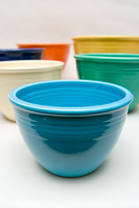 Red Vintage Fiesta Nesting Bowl Number Two in Turquoise For Sale Red Vintage Fiesta Nesting Bowl Number Two in Turquoise For Sale