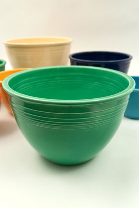 Red Vintage Fiesta Mixing Bowl Number 7 Green Nesting Bowl For Sale Red Vintage Fiesta Mixing Bowl Number 7 Green Nesting Bowl For Sale