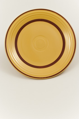 Yellow with Red Striped Fiesta 7 inch Plate Fiestaware Pottery For Sale Yellow with Red Striped Fiesta 7 inch Plate Fiestaware Pottery For Sale