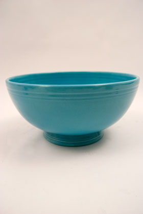 Turquoise Vintage Fiestaware Large Footed Salad Bowl For Sale