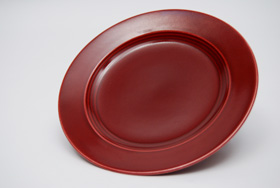 Vintage Harlequin Pottery Maroon Bread and Butter Plate For Sale