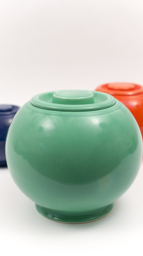 Original Green Vintage Fiesta Kitchen Kraft Cookie Jar, Ball Jar, Covered Jar Fiestaware Pottery For Sale Original Green Vintage Fiesta Kitchen Kraft Cookie Jar, Ball Jar, Covered Jar Fiestaware Pottery For Sale