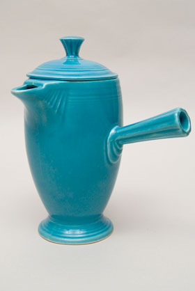 VIntage Fiestaware, Original Turquoise, Demitasse Coffeepot, A.D., Stick Handle, Rare Pottery For Sale VIntage Fiestaware, Original Turquoise, Demitasse Coffeepot, A.D., Stick Handle, Rare Pottery For Sale