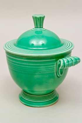 
Vintage Fiestaware Sugar Bowl in Original Original Green Glaze For Sale
      