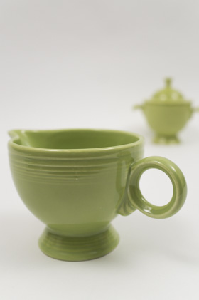 Vintage Fiesta Chartreuse Sugar and Creamer Set