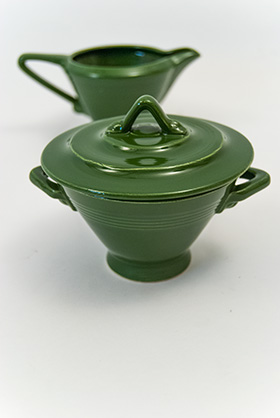 Harlequin Pottery Sugar Creamer Set Original Forest Green Glaze