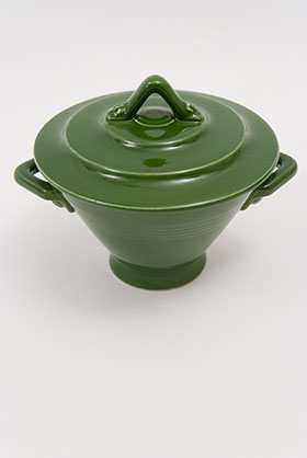 Harlequin Pottery Sugar Bowl in Original Dark Forest Green Glaze