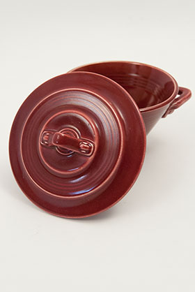 Harlequin Pottery Sugar Bowl in Original Maroon Glaze