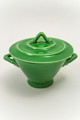 Harlequin Pottery Sugar Bowl in Original Medium Green Glaze