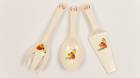 Set of Three Mexicana Kitchen Kraft Utensils with Red Stripes