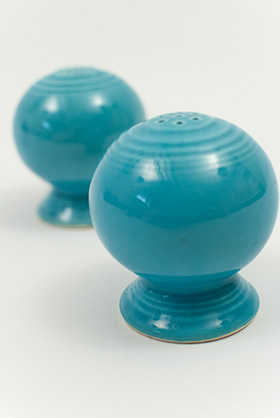 Vintage Fiestaware Salt and Pepper Shakers in Original Turquoise  Glaze For Sale