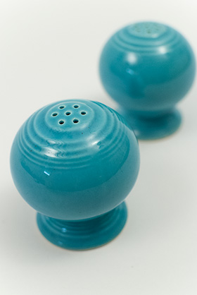 Vintage Fiestaware Salt and Pepper Shakers in Original Turquoise Glaze