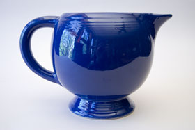 Vintage Fiestaware Ice Lip Pitcher in Original Cobalt Blue Glaze For Sale Vintage Fiestaware Ice Lip Pitcher in Original Cobalt Blue Glaze For Sale