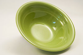 Vintage Harlequin Pottery 9 Inch Nappy Bowl in 50s Chartreuse Glaze