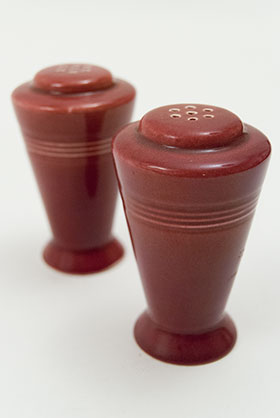 Vintage Harlequin Pottery Salt and Pepper Shakers in Original Mauve Glaze