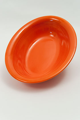 Vintage Harlequin Pottery Oval Baker in Original Radioactive Red Glaze