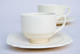 Riviera Demintasse Cup and Saucer in Original Ivory Vellum Glaze For Sale Vintage Pottery 30s Americana Art Deco Dinnerware
Riviera Demintasse Cup and Saucer in Original Ivory Vellum Glaze For Sale Vintage Pottery 30s Americana Art Deco Dinnerware
