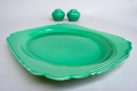 Original Green RIviera Pottery Oval Well Platter with Tab Handles
Original Green RIviera Pottery Oval Well Platter with Tab Handles