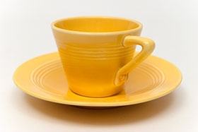 Harlequin Demitasse Cup Saucer Set Original Yellow Original Glaze