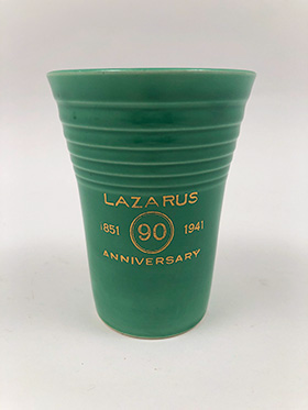 Vintage Fiesta Lazarus 1941 Anniversary Water Tumbler in Original Green Glaze Vintage Fiesta Lazarus 1941 Anniversary Water Tumbler in Original Green Glaze