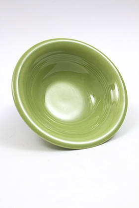 Vintage Harlequin Pottery 50s Chartreuse Fruit Bowl For Sale