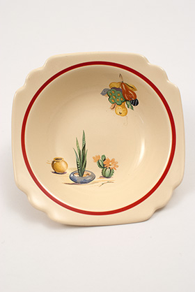 Homer Laughlin Berry Bowl Conchita Decal Red Stripe 1940