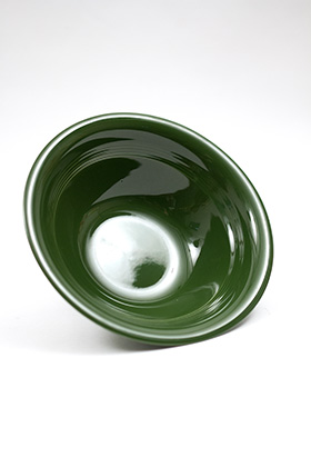 Vintage Harlequin Pottery 9 Inch Nappy Bowl in Original 50s Forest Green Glaze