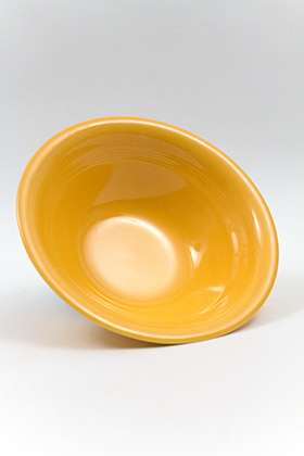 Vintage Harlequin Pottery 9 Inch Nappy Bowl in Original Yellow Glaze