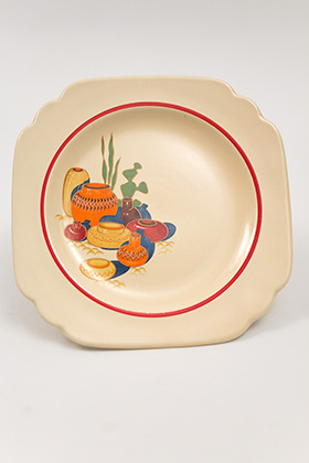 Mexicana Decalware Red Stripe Homer Laughlin Vintage Bread and Butter Plate