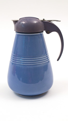 Vintage Harlequin Pottery Syrup in Mauve Blue Glaze: Homer Laughlin 30s 40s Pottery