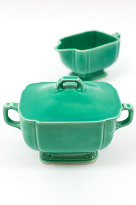Riviera Pottery for Sale: Original Green Sugar and Creamer Set from vintagefiestaware.com
Riviera Pottery for Sale: Original Green Sugar and Creamer Set from vintagefiestaware.com